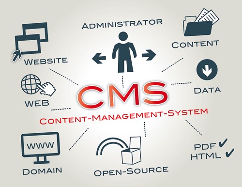 Simple diagram showing 'CMS' for Content Management System